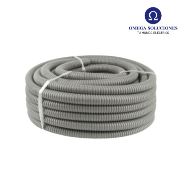 Conduit Extra Flexible Metálico Con PVC Gris 25mm - Rollo 50 Mts