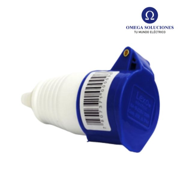 Enchufe Ind. Hembra Volante 2P+T 16A 220V IP44 - Lexo