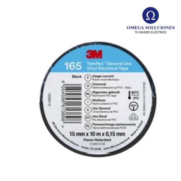 Huincha Aisladora 3M Negra 15mmx10mtx0.15mm