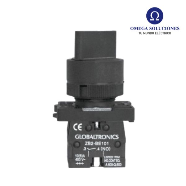 Selector 2 Posiciones 10A 1NO + 1NC 22mm - CNC